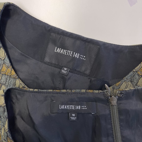 Lafayette 148 (10) Sheath Knee Length Dress Jacket 2 Piece Set Bundle Green - Picture 9 of 12